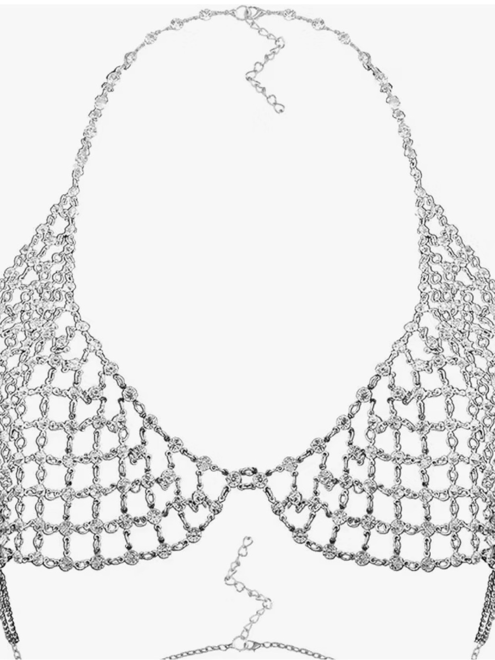 Crystal mermaid body harness jewelry bra rhinestone festival rave lingerie chain - Picture 3 of 3